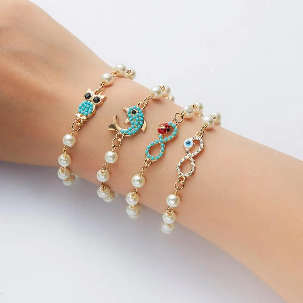 Simple Simulated-pearl Charm Link Chain Bracelets Rhinestone Infinite 8 Animal Owl Dolphin Bracelet for Women Jewelry Girl Gift
Simple Simulated-pearl Charm Link Chain Bracelets Rhinestone Infinite 8 Animal Owl Dolphin Bracelet for Women Jewelry Girl Gift