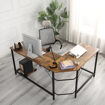 Modern Design L-Shaped Desk Corner Computer Desk PC Laptop Computer Table Study Desk Home Office Wood Metal Rustic Brown Desk
Modern Design L-Shaped Desk Corner Computer Desk PC Laptop Computer Table Study Desk Home Office Wood Metal Rustic Brown Desk