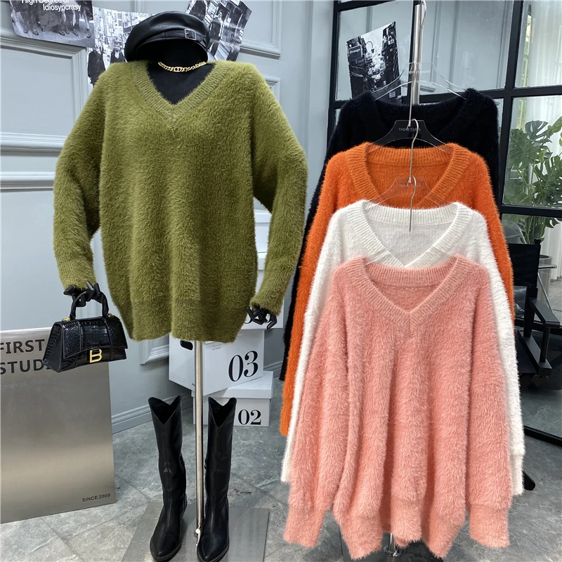 Lazy Fake Mink Loose Sweater for Women 2020 New Solid V-neck Top Streetwear Oversized Free Shipping Items Clothes for Women
Lazy Fake Mink Loose Sweater for Women 2020 New Solid V-neck Top Streetwear Oversized Free Shipping Items Clothes for Women