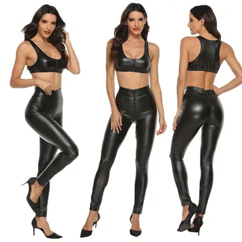 Women Clubwear Bra Zipper Open Crotch Trousers Artificial Leather Underwear Bra Zipper Long Trousers Lingerie Set S-4XL 2020F
Women Clubwear Bra Zipper Open Crotch Trousers Artificial Leather Underwear Bra Zipper Long Trousers Lingerie Set S-4XL 2020F