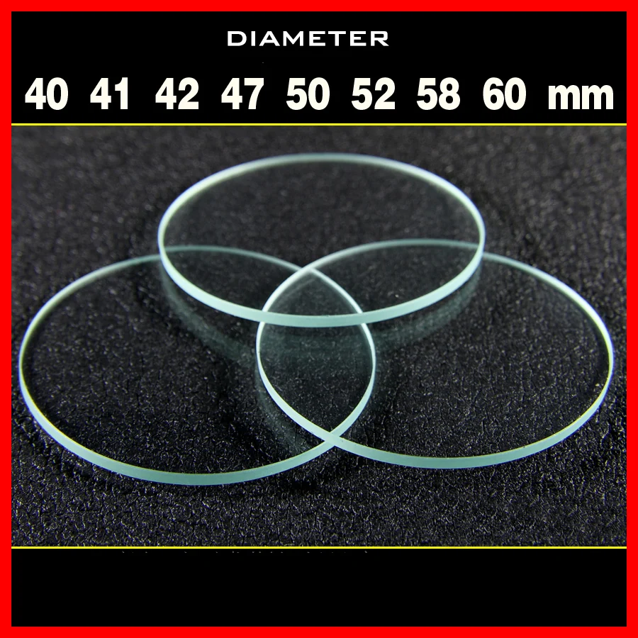 

1PCS Flat lens Torchy lens For Glare Flashlight lamp glass Diameter 40 41 42 47 50 52 58 60mm Thickness 2mm glass lens