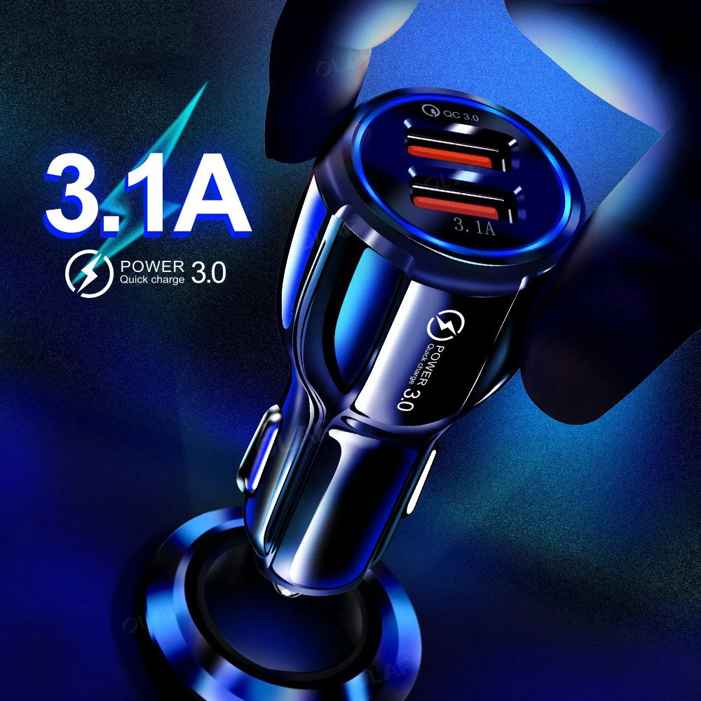 Car Charger Quick Charge 3.0 QC Fast Charging Adapter Dual USB Car-Charger For iphone Micro Type C Cable Phone Chargers | Автомобили и