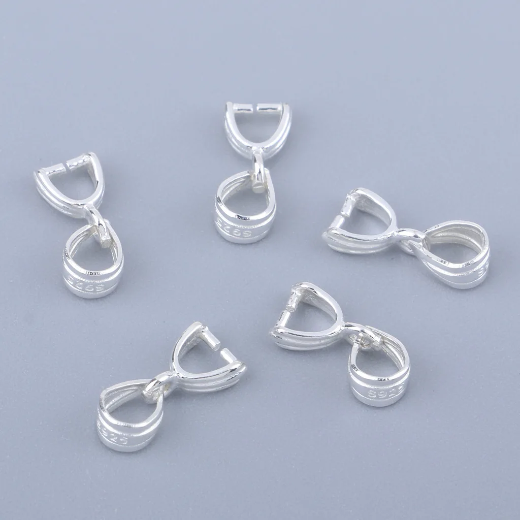 5pcs Sterling Silver Clasp Pinch Clip Bail Pendant Connector Jewelry Making 5pcs Sterling Silver Clasp Pinch Clip Bail Pendant Connector Jewelry Making