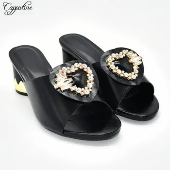 Fashion Black Lady Slipper Shoes African Women's High Heel Shoes With Stones For Party 88-4 Heel Height 7CM
Fashion Black Lady Slipper Shoes African Women's High Heel Shoes With Stones For Party 88-4 Heel Height 7CM