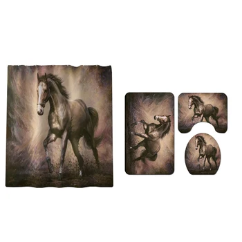4pcs Bath Mat Protective Shower Curtain Set Hotel Toilet Cover Waterproof Practical Running Horse Non Slip Bathroom Decor Home
4pcs Bath Mat Protective Shower Curtain Set Hotel Toilet Cover Waterproof Practical Running Horse Non Slip Bathroom Decor Home