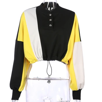Patchwork Hoodies Women Long Sleeve Drawstring Autumn Winter Button Pullovers Loose Crop Top Cotton Streewear Hoodiese
Patchwork Hoodies Women Long Sleeve Drawstring Autumn Winter Button Pullovers Loose Crop Top Cotton Streewear Hoodiese