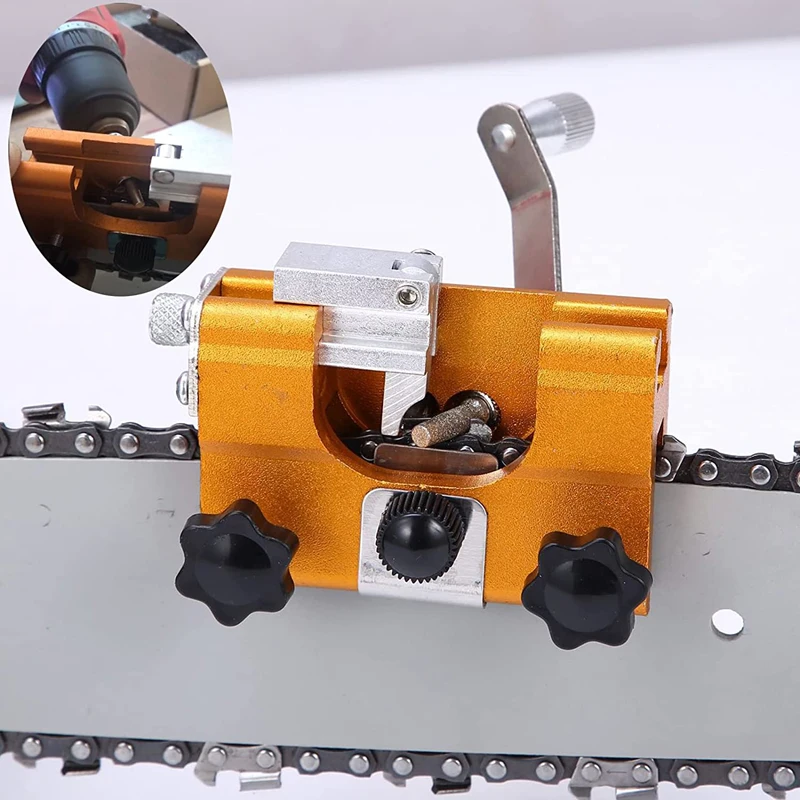 

Chainsaw Chain Sharpening Jig Portable Hand Crank Chainsaw Sharpener Tool Suitable for All Kinds of Woodworking Chain Saws