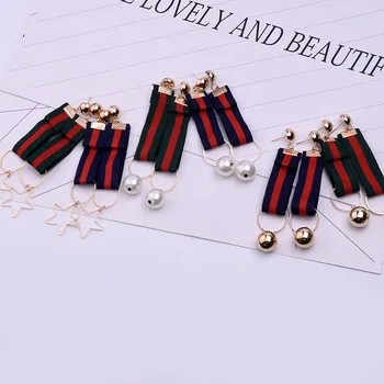 Stripe Earring Red Green Star Pearl Ribbon Female Graceful Long Earrings For Women Luxury Accessories Charm Jewelry
Stripe Earring Red Green Star Pearl Ribbon Female Graceful Long Earrings For Women Luxury Accessories Charm Jewelry