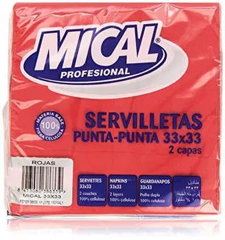 Mical Profesional - Servilletas 33 x 33/2 capas - Color rojo - 50 servilletas
Mical Profesional - Servilletas 33 x 33/2 capas - Color rojo - 50 servilletas