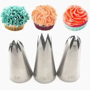 

3pcs/set Big Size Cream Cake Icing Piping Russian Nozzles Pastry Tips Stainless Steel Fondant Cake Decorating Tools 1M 2F 2D