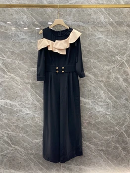 2020 Early Autumn New Women's round Neck Back Zipper Decorations Irregular Ruffles Color Matching off-Shoulder Jumpsuit 816
2020 Early Autumn New Women's round Neck Back Zipper Decorations Irregular Ruffles Color Matching off-Shoulder Jumpsuit 816