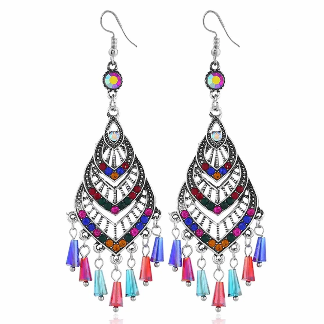Retro Fashion Hollow Tassel Earrings for Women Water Drop Crystal Beads Hook Earring Vintage Ethnic Silver Earring Jewelry
Retro Fashion Hollow Tassel Earrings for Women Water Drop Crystal Beads Hook Earring Vintage Ethnic Silver Earring Jewelry