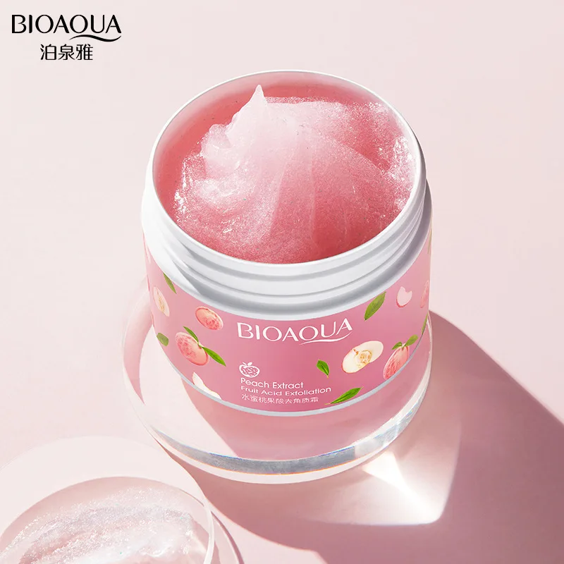Bioaqua Peach fruit acid scrub clean pore water tender moist improve dry moisture to keratin
Bioaqua Peach fruit acid scrub clean pore water tender moist improve dry moisture to keratin