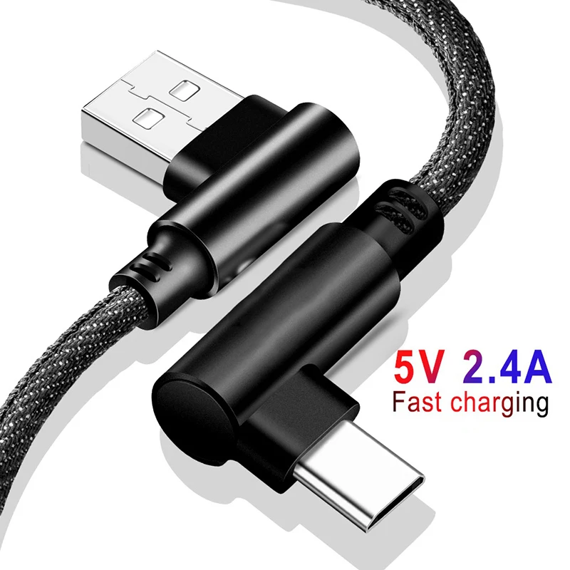 

USB Type C 90 Degree Fast Charging Usb C Cable Type-c Data Sync Cord Charger Usb-C For Samsung S8 S9 Note 9 Xiaomi Mi8 Mi6 Cable