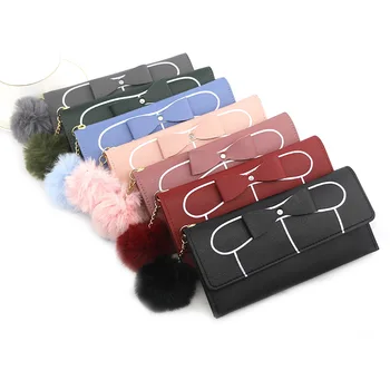 Women's Long Wallet Solid Color Bow Furry Ball Clutch Bag Fashion Korean Style New Simple Wallet Coin Purse
Women's Long Wallet Solid Color Bow Furry Ball Clutch Bag Fashion Korean Style New Simple Wallet Coin Purse