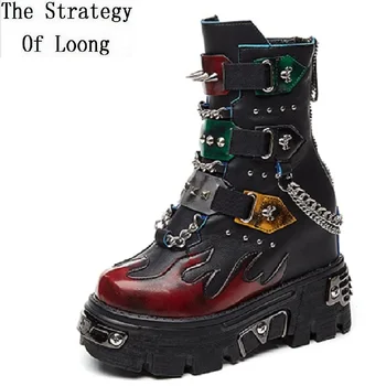 Spring Autumn Women Rivet Chic Metal Chain Buckle Belt Short Equestrian Boots Winter Lady Plush Platform Ankle Knight Boots 1912
Spring Autumn Women Rivet Chic Metal Chain Buckle Belt Short Equestrian Boots Winter Lady Plush Platform Ankle Knight Boots 1912