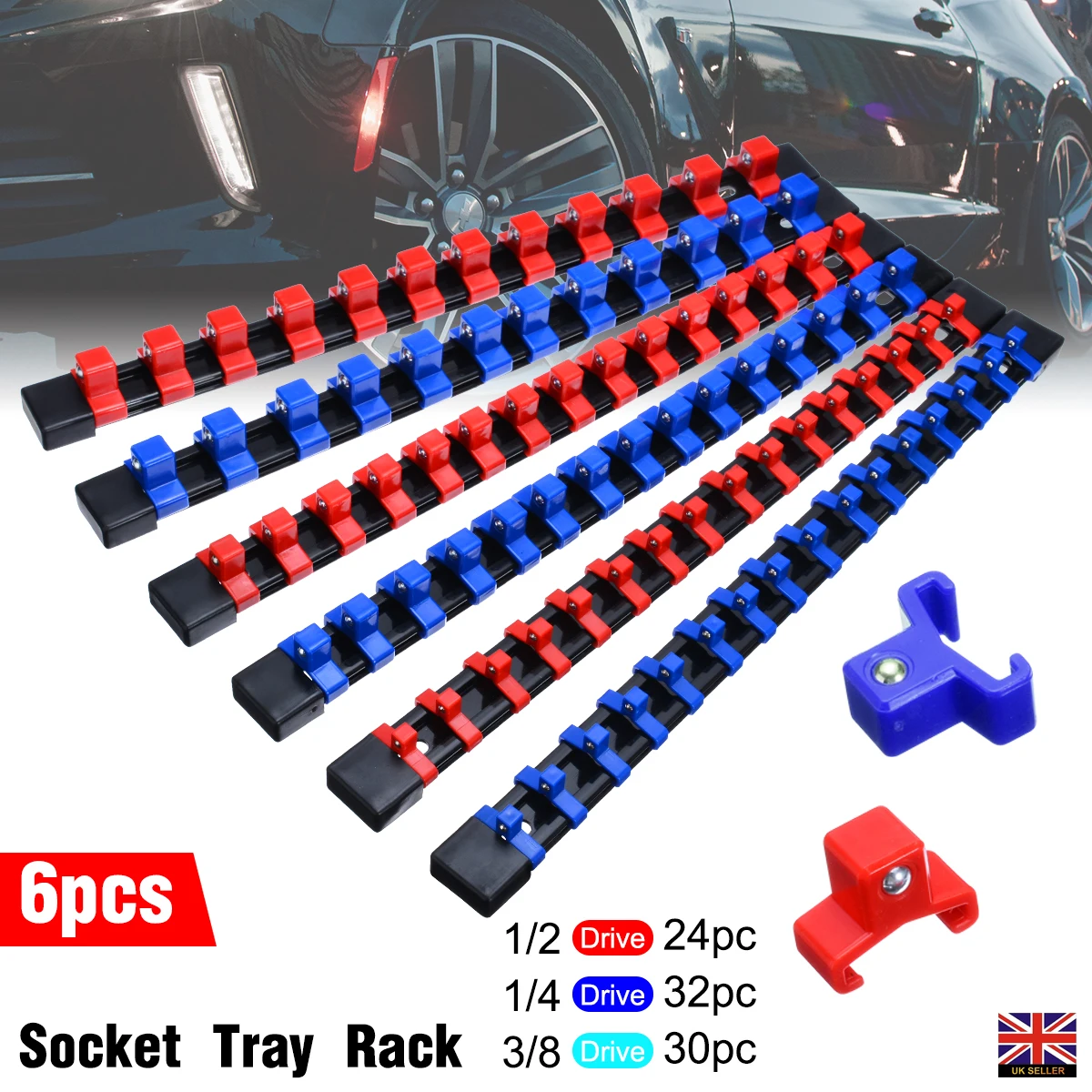6Pcs 1/4" 3/8" 1/2" Socket Rack Holder With Clips On Rail Tool Organizer Storage Carbon Steel Divider Rail Tray Holder Socket
6Pcs 1/4" 3/8" 1/2" Socket Rack Holder With Clips On Rail Tool Organizer Storage Carbon Steel Divider Rail Tray Holder Socket