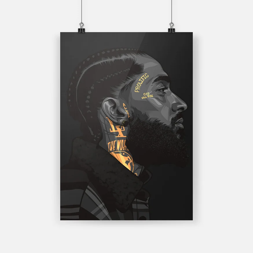Постер Nipsey Hussle Rapper Картина на холсте в рамке настенное искусство декор для