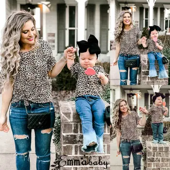 Family Matching Outfits Clothes Mother Daughter Kids Matching T-shirt Leopard Short Sleeve Womens Girls Tops
Family Matching Outfits Clothes Mother Daughter Kids Matching T-shirt Leopard Short Sleeve Womens Girls Tops