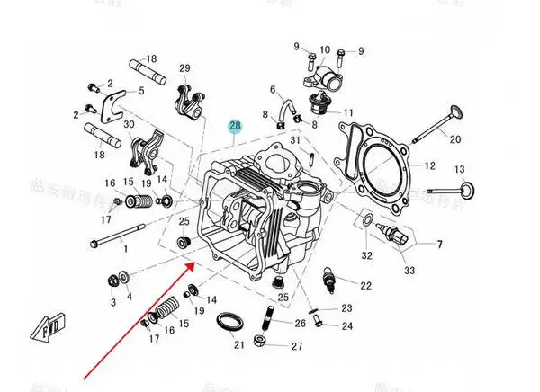 Комплект головки цилиндра для CF250JETMAX код 01AA-0221A0 номер 28 на чертеже |