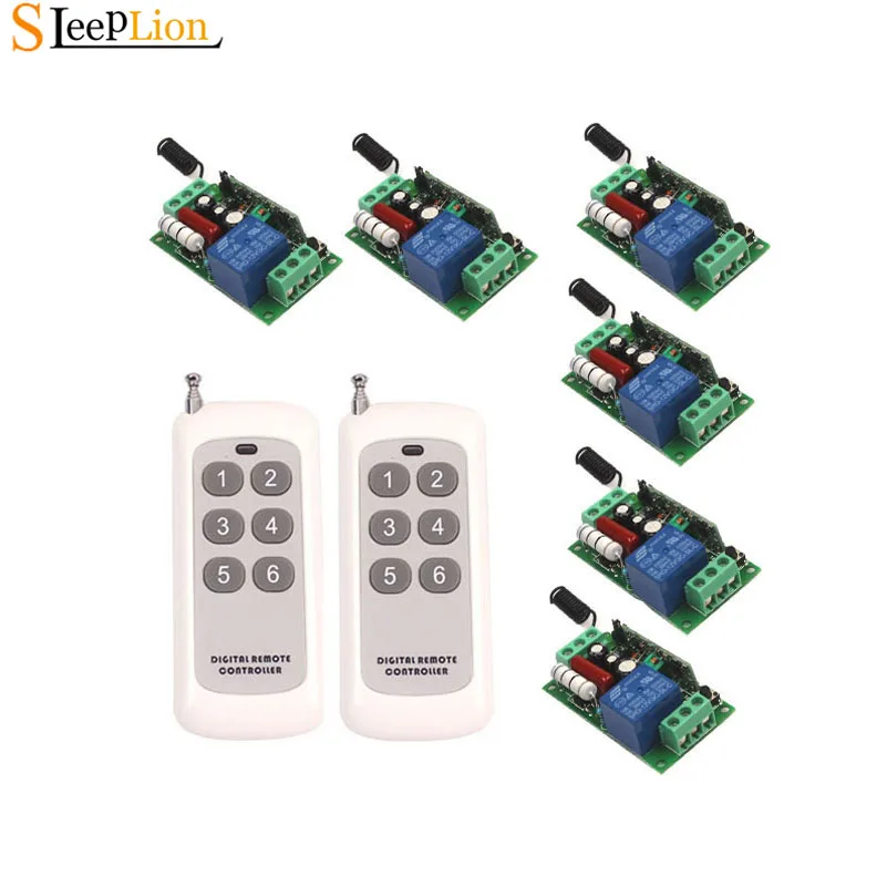 

Sleeplion 110V 220V 10A Relay Light Switch 1CH Wireless RF Remote Switch Transmitter 6 Receiver ON/Off Module 220V 315MHz 433MHz