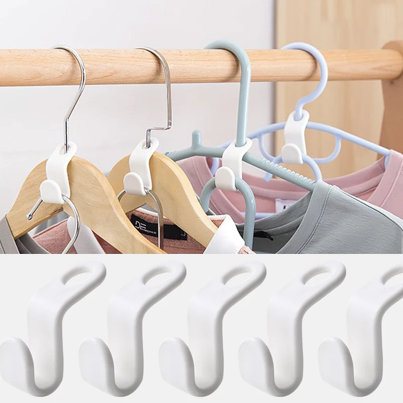 

6pcs Mini Clothes Hanger For Closet Connector Hooks Cascading Plastic Wardrobe Coat Organizer Rack Holder Space Saving