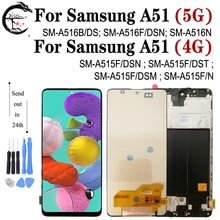 Écran A51 A515F pour Samsung Galaxy A51 5G écran A516 A516B LCD avec cadre A516F/DSN A516N LCD tactile numériseur assemblée=