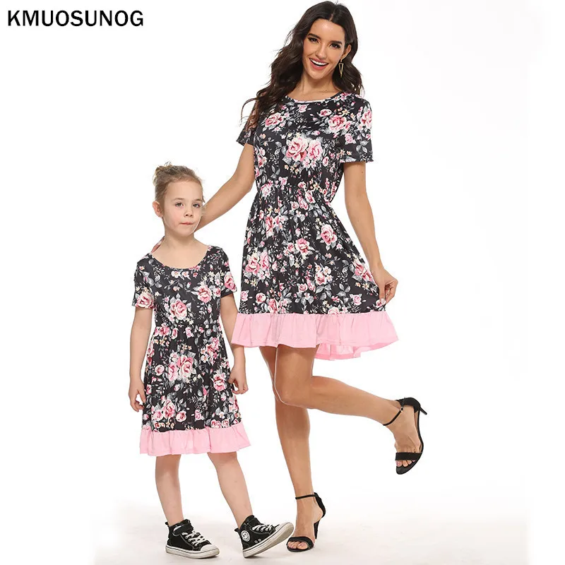 bunvel-Summer-Mommy-and-Me-Clothes-Princess-Baby-Dresses-Girl-Short-Sleeve-Floral-Mother-Daughter-Dresses