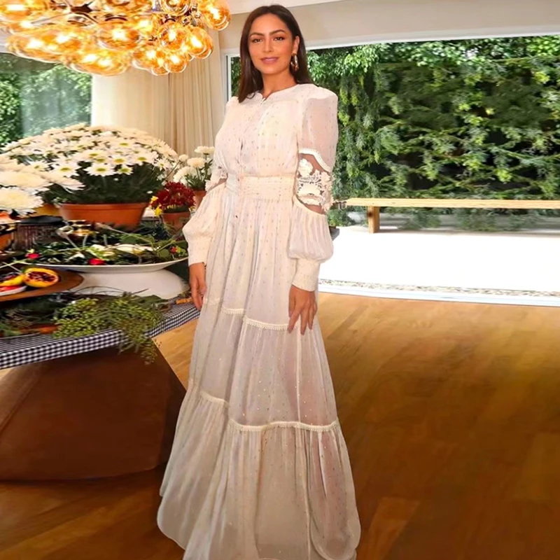 Spring New Ladies High Quality Fashion Elegant Party Casual Embroidery White Chiffon Celebrity Sweet Sunscreen Chic Long Dress
Spring New Ladies High Quality Fashion Elegant Party Casual Embroidery White Chiffon Celebrity Sweet Sunscreen Chic Long Dress