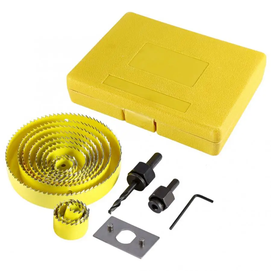 16Pcs/set Yellow Hole Saw Drill Bit Kit Wood Sheet Metal 3/4" - 5" Cutting Set Diamond Drilling tools Domestic Delivery
16Pcs/set Yellow Hole Saw Drill Bit Kit Wood Sheet Metal 3/4" - 5" Cutting Set Diamond Drilling tools Domestic Delivery