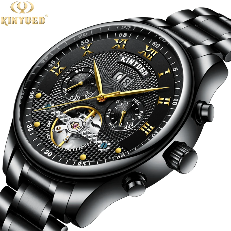 Mechanical Watch Stainless Steel Tourbillon Design Multi-Function Calendar Top Luxury Brand Kinyued Automatic Watch Men Fashion
Mechanical Watch Stainless Steel Tourbillon Design Multi-Function Calendar Top Luxury Brand Kinyued Automatic Watch Men Fashion