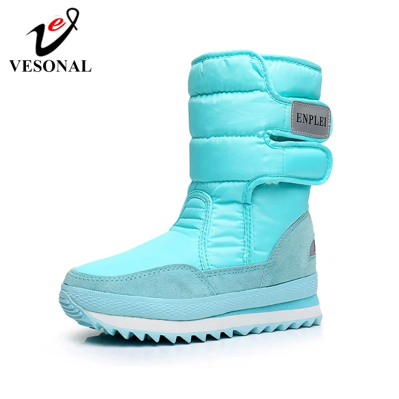 

VESONAL 2019 Winter Mid-calf Snow Boots Women Shoes Woman Warm 25% wool Velvet Plush Waterproof Russia Female Platform Booties