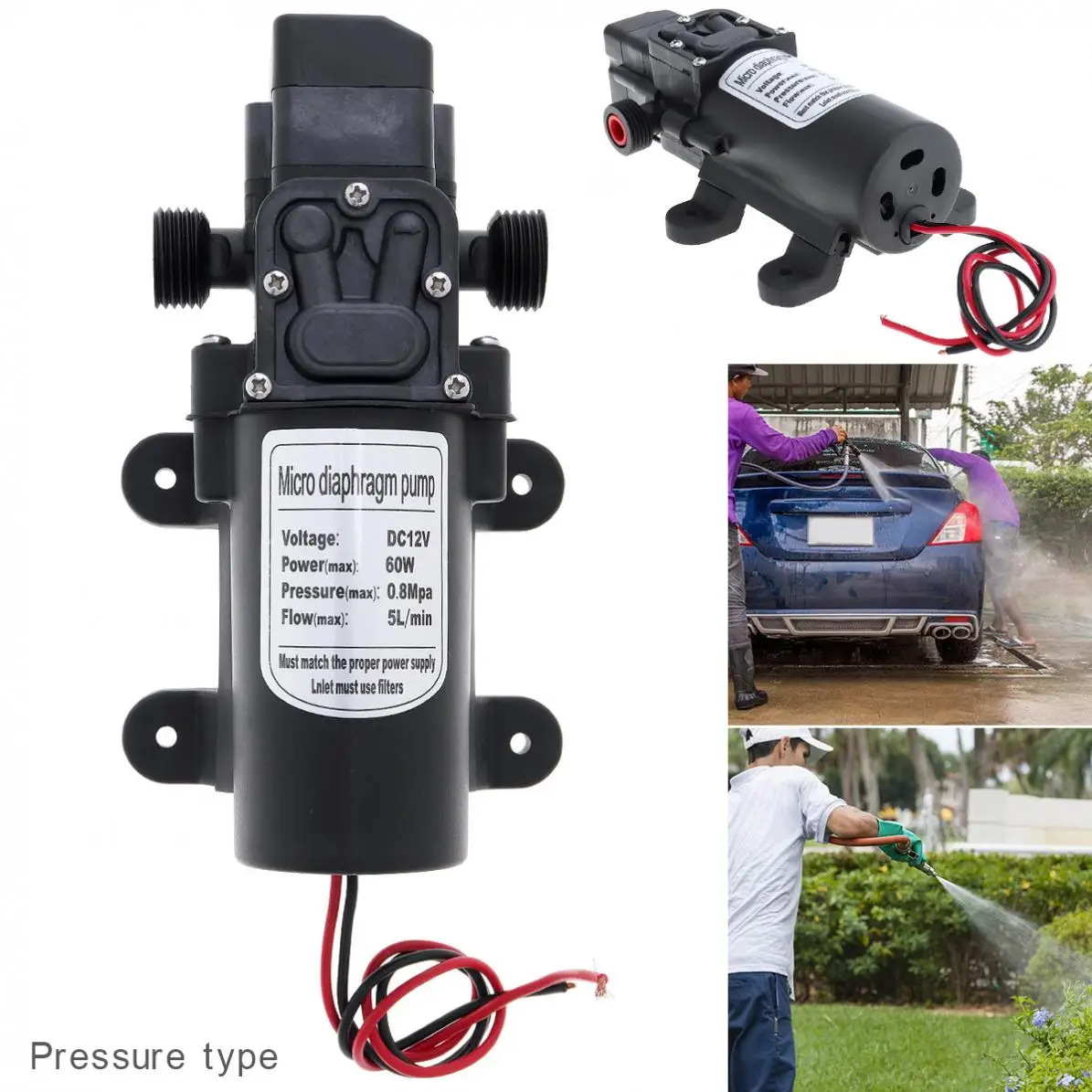 12V 60W 5L/min Self-suction DC Intelligent Mini Diaphragm High Pressure Electric Cars Wash Pump for Car / Home / Garden
12V 60W 5L/min Self-suction DC Intelligent Mini Diaphragm High Pressure Electric Cars Wash Pump for Car / Home / Garden