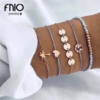 FNIO 5PCS/Set Heart Earth Map Charm Bracelets For Women 2018 Boho Chain Bracelet Jewelry Wholesale 
FNIO 5PCS/Set Heart Earth Map Charm Bracelets For Women 2018 Boho Chain Bracelet Jewelry Wholesale
