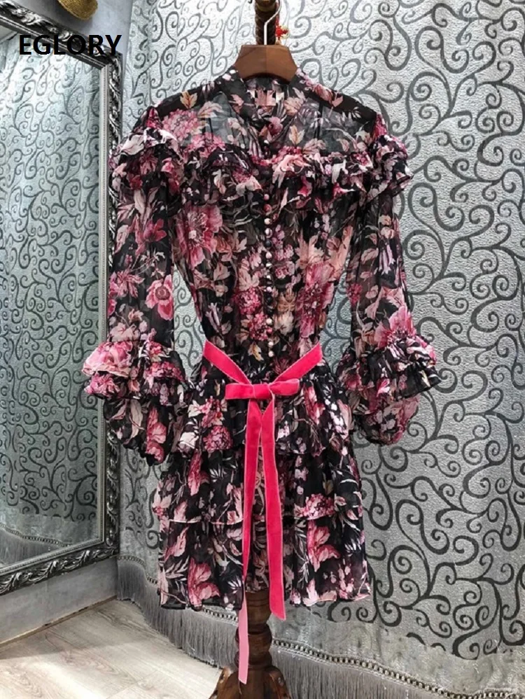 Newest Fashion Designer Dress 2020 Autumn Winter Party Women Charming floral Print Vintage Buttons Front Long Sleeve Dress Belt
Newest Fashion Designer Dress 2020 Autumn Winter Party Women Charming floral Print Vintage Buttons Front Long Sleeve Dress Belt