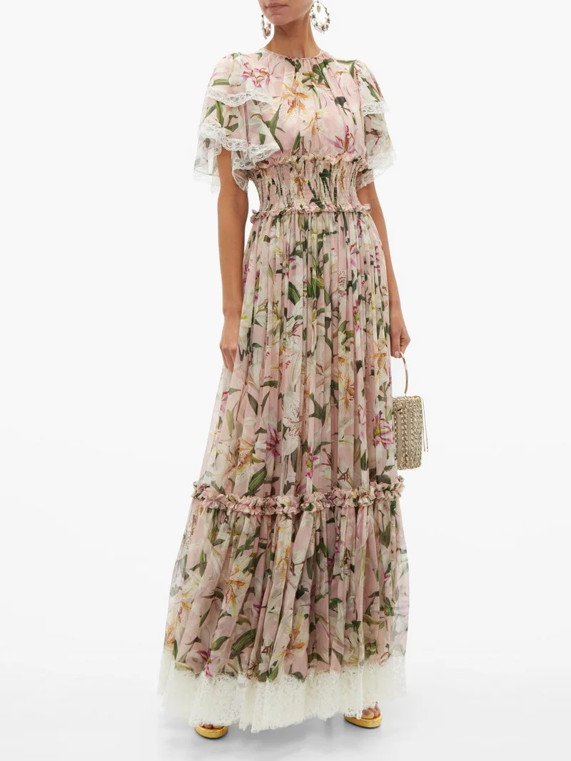 Chic women's lace patchwork maxi dress 2019 summer runways ruffles dress Fashion women's party dress A688
Chic women's lace patchwork maxi dress 2019 summer runways ruffles dress Fashion women's party dress A688