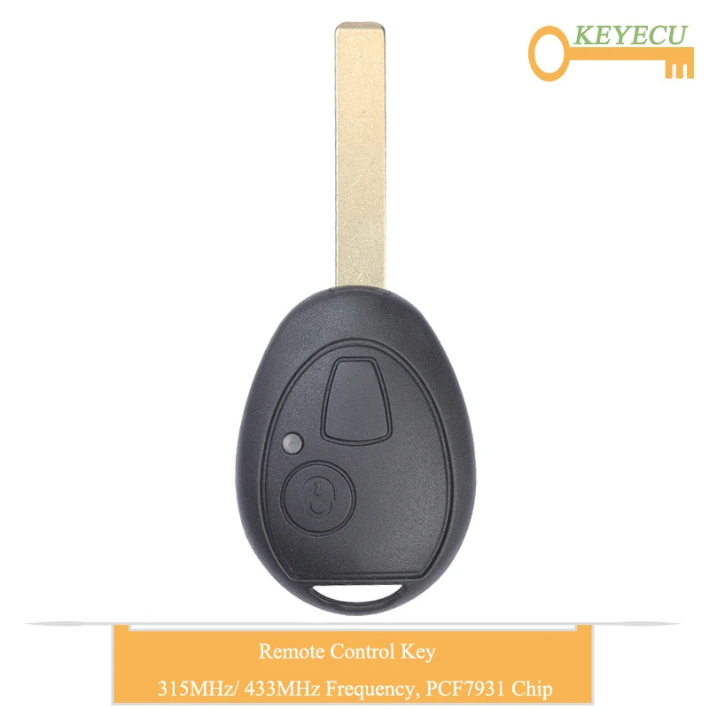 KEYECU Remote Control Car Key for BMW Mini Copper, for Land Rover 75 MG ZT 2002-2005, Fob 2 Buttons - 315MHz/ 433MHz - 7931 Chip
KEYECU Remote Control Car Key for BMW Mini Copper, for Land Rover 75 MG ZT 2002-2005, Fob 2 Buttons - 315MHz/ 433MHz - 7931 Chip