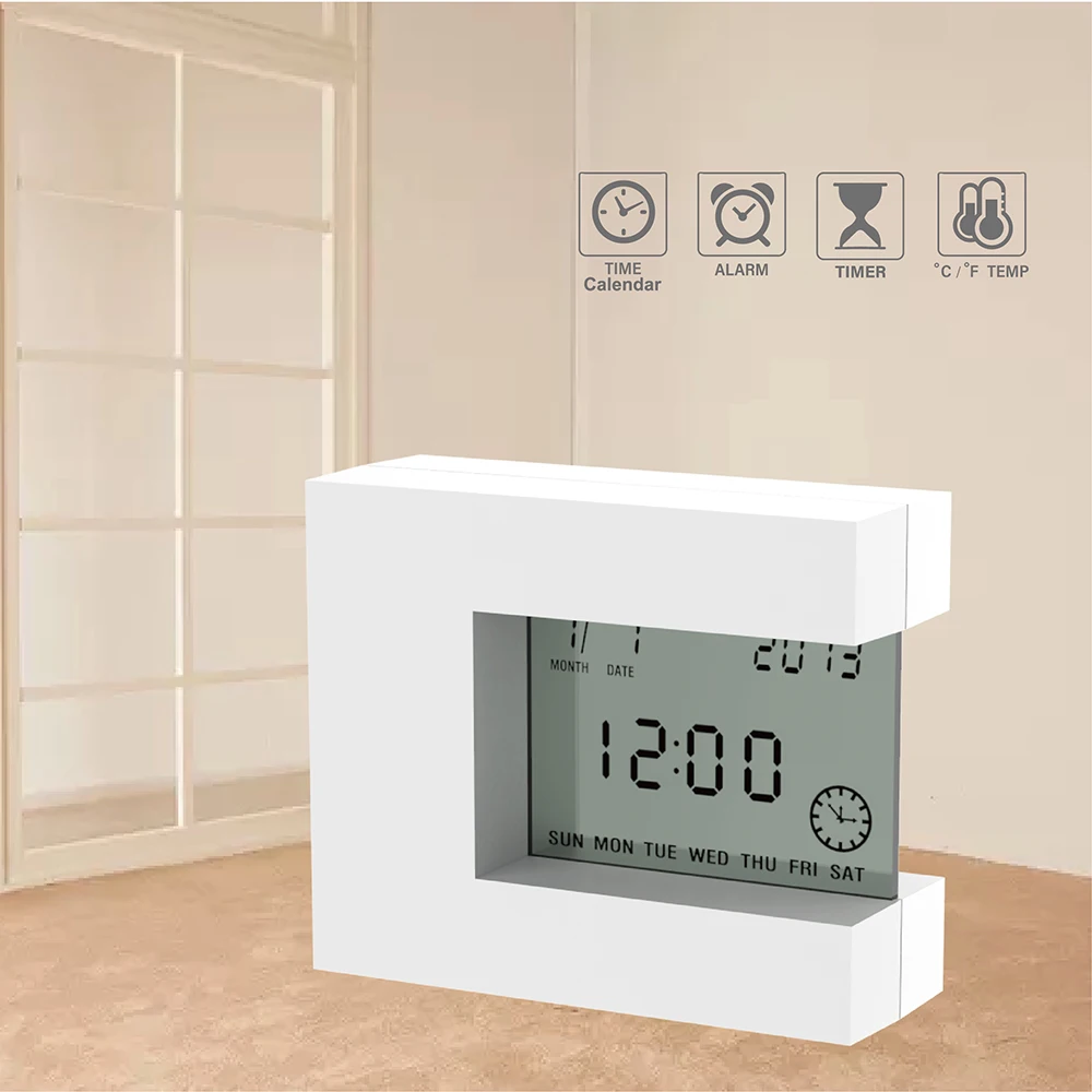 Digital Table LCD Alarm clock with Calendar & home temperature display & Timer rotate clock to change function easy to use
Digital Table LCD Alarm clock with Calendar & home temperature display & Timer rotate clock to change function easy to use