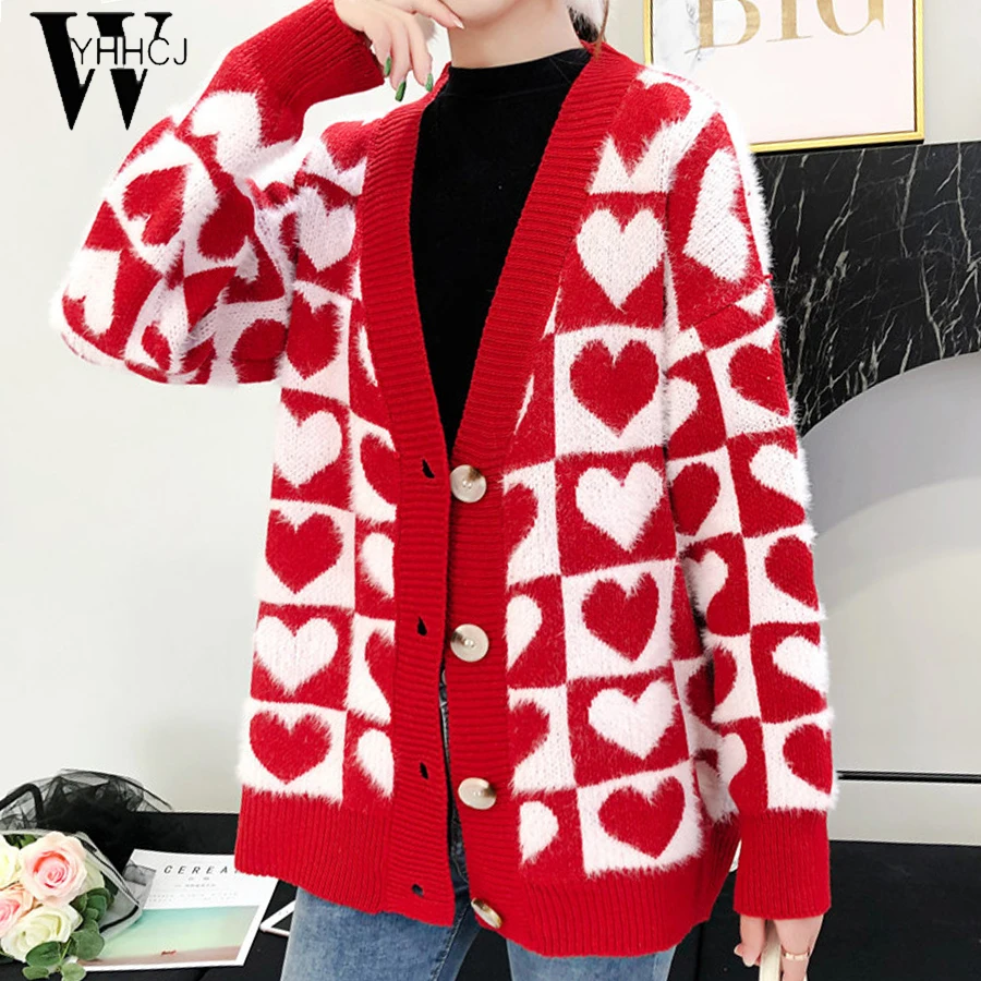Casual Sweater Women Heart Printed Cardigan Autumn V Neck Button Female Cardigans Coat Winter Long Sleeve Ladies Jumpers Tops
Casual Sweater Women Heart Printed Cardigan Autumn V Neck Button Female Cardigans Coat Winter Long Sleeve Ladies Jumpers Tops