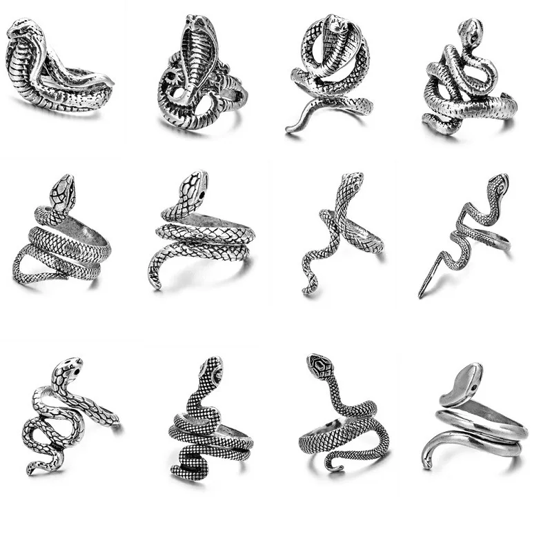 21 styles Retro Punk Snake Ring for Men Women Exaggerated Antique Siver Color Opening Adjustable Rings Rock Exaggerated Jewelry
21 styles Retro Punk Snake Ring for Men Women Exaggerated Antique Siver Color Opening Adjustable Rings Rock Exaggerated Jewelry