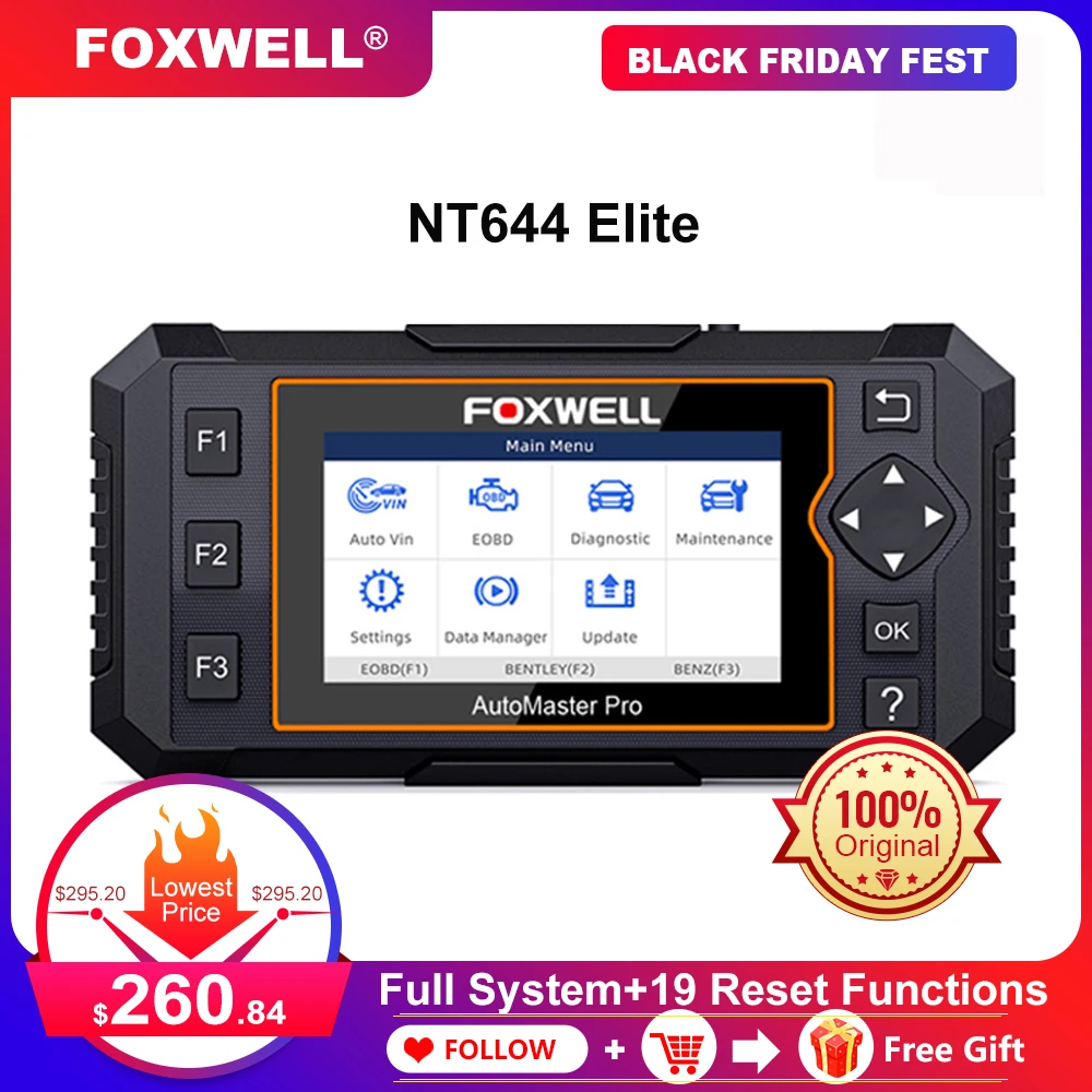 Foxwell NT644 OBD2 Scanner Car All System Diagnostic Tool With Oil DPF 19 Reset Functions Professional OBD 2 Automotive Scanner
Foxwell NT644 OBD2 Scanner Car All System Diagnostic Tool With Oil DPF 19 Reset Functions Professional OBD 2 Automotive Scanner