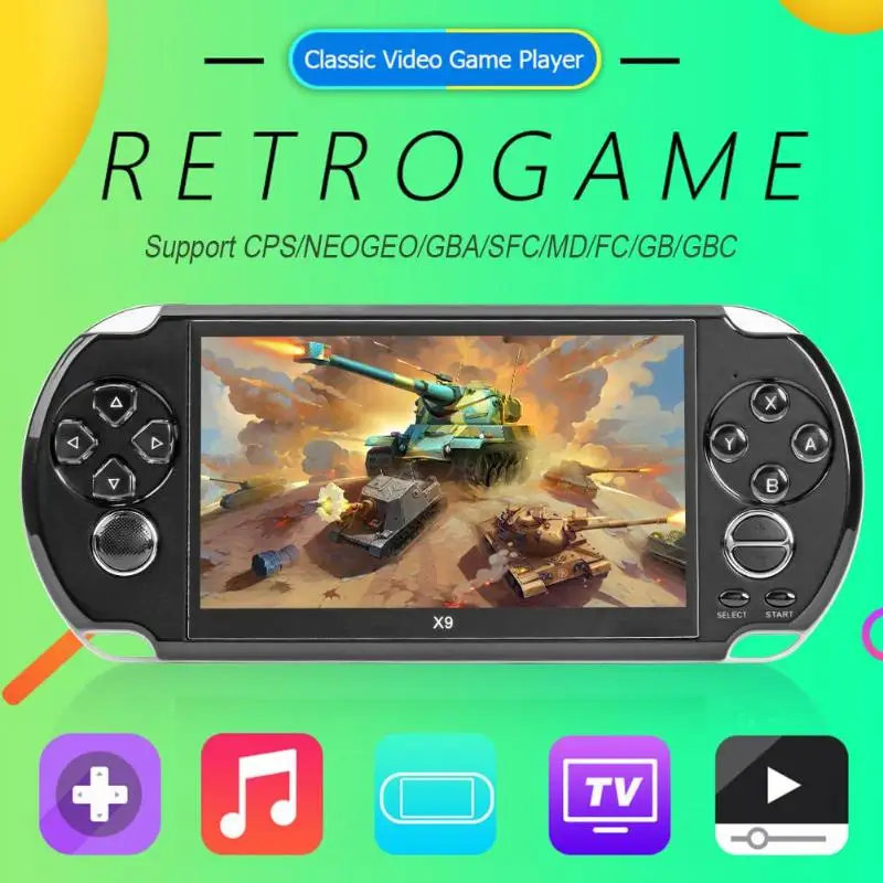 X9 5 inch Handheld Game Console Game Player Built-in 3000 Classic Games LCD Color Handheld Gaming Player 8GB MP5 Game Machine