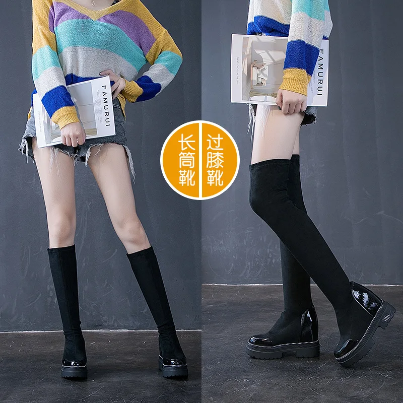 2019 Inner Height Increase over-the-Knee Boots Children Autumn New Style Hight-top Boots Women's Casual Leather Stitching High B
2019 Inner Height Increase over-the-Knee Boots Children Autumn New Style Hight-top Boots Women's Casual Leather Stitching High B
