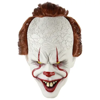 

Joker Mask Movie Batman The Dark Knight Cosplay Horror Scary Clown Mask Wig Pennywise Horror Halloween Latex Mask Party Costume