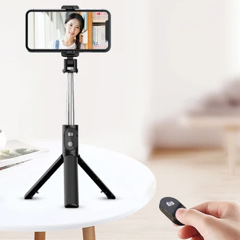 3 in 1 Wireless Bluetooth Selfie Stick Foldable Mini Tripod Expandable Monopod with Remote Control for iPhone XiaoMi IOS Android