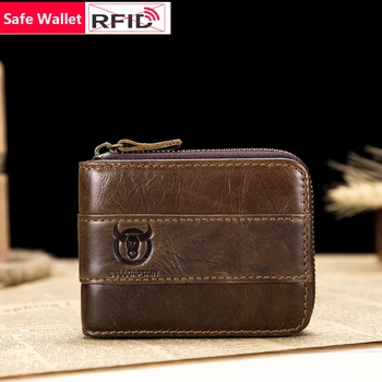 RFID Blocking Safe Genuine Leather Zipper Men Wallet Retro Style Small Cowhide Male Purse Fashion Cardholder
RFID Blocking Safe Genuine Leather Zipper Men Wallet Retro Style Small Cowhide Male Purse Fashion Cardholder