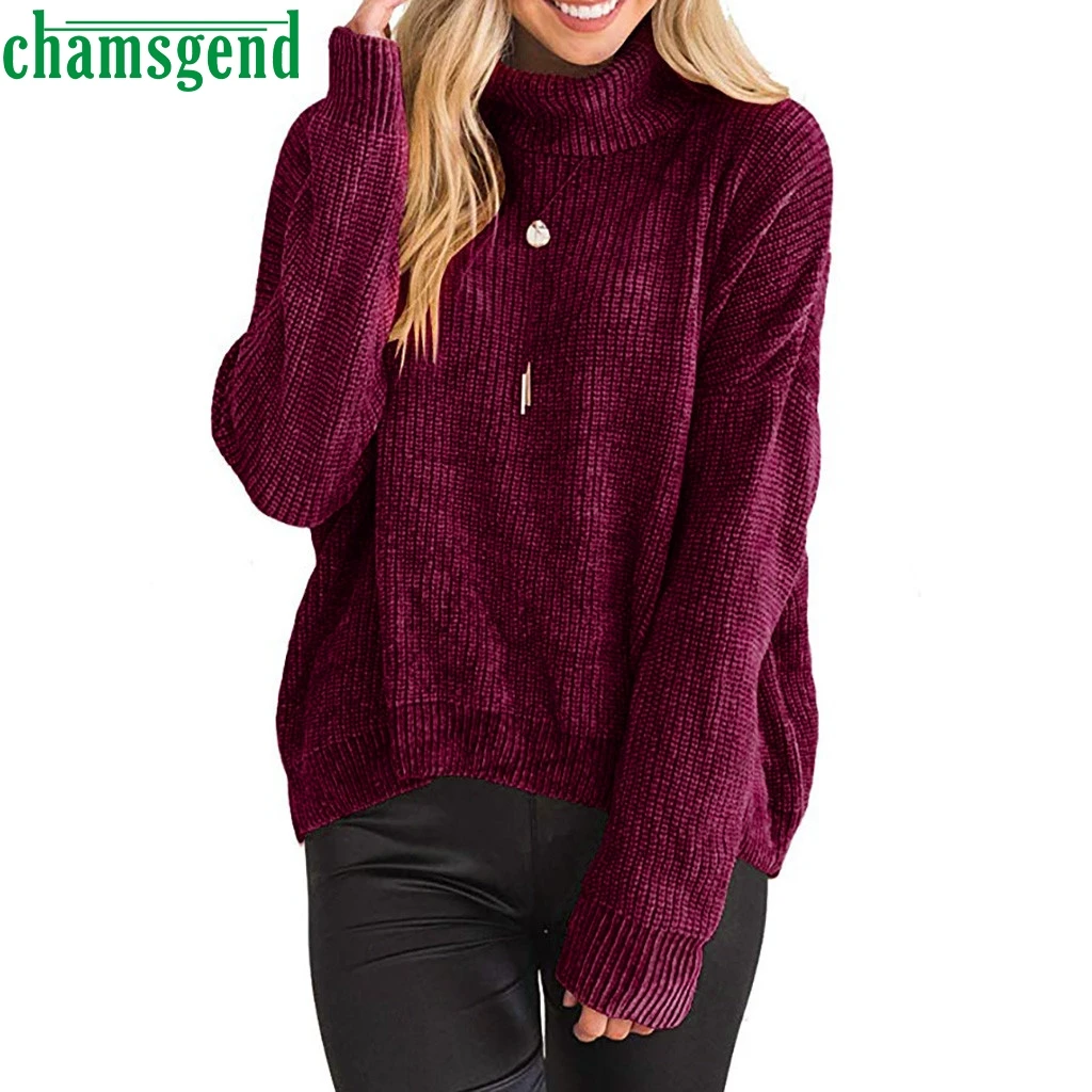 CHAMSGEND ladies sweaters Knitwear Winter woman pullovers Autumn Turtleneck Loose Sweater Jumper Female Solid Tops #4z | Женская одежда