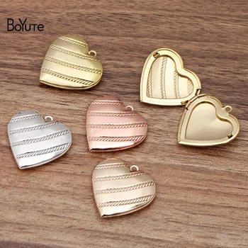 

BoYuTe (10 Pieces/Lot) 29*7MM Metal Brass Heart Shaped Photo Locket Pendant Vintage Jewelry Pendant Wholesale