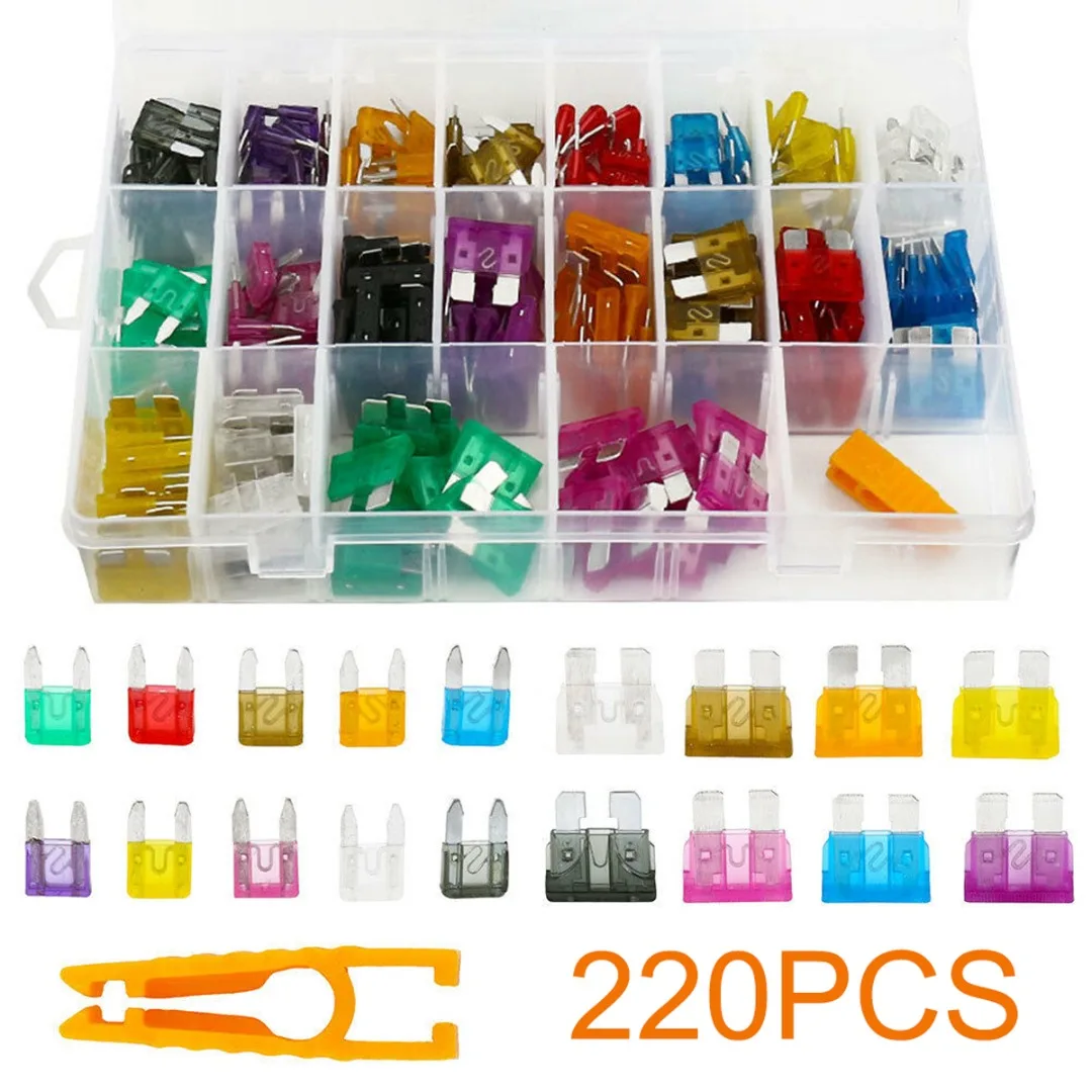 220pcs 2A-35A Mini Standard Car Blade Fuses Assortment Auto Van Fuse Set Car Truck Blade Fuse Kit with Clip
220pcs 2A-35A Mini Standard Car Blade Fuses Assortment Auto Van Fuse Set Car Truck Blade Fuse Kit with Clip