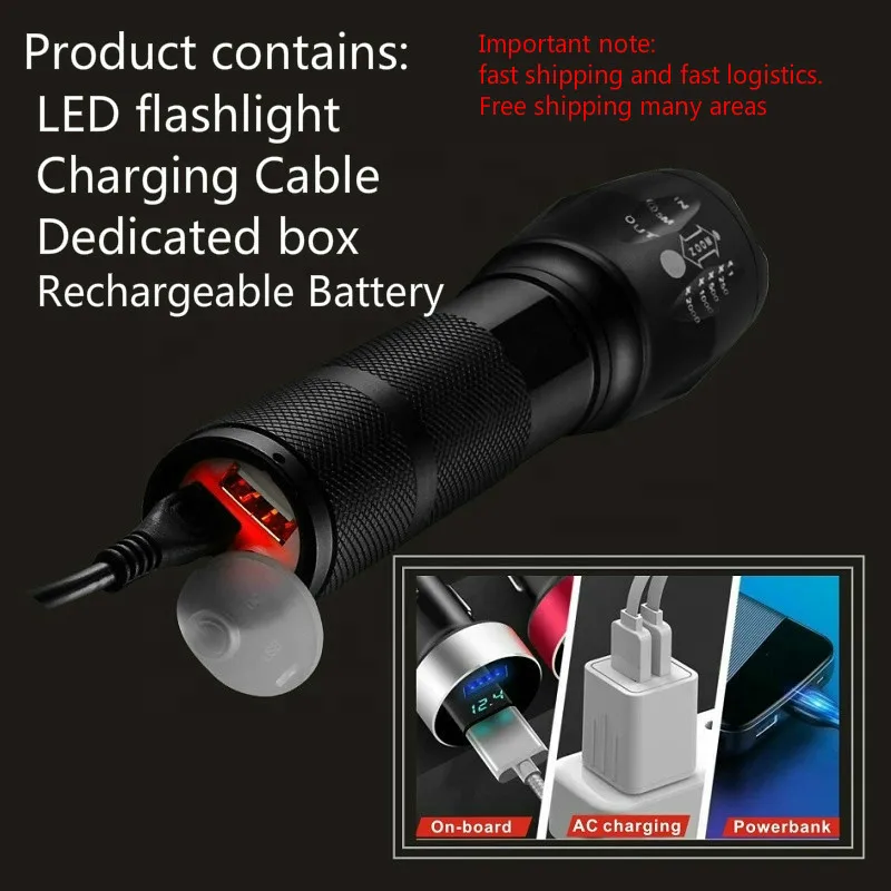 Led Flashlight Rechargeable Long Shots Zoom Outdoors Xml T6 Lantern Tactical Hunting Lamp Can To Mobile Phone Charge
Led Flashlight Rechargeable Long Shots Zoom Outdoors Xml T6 Lantern Tactical Hunting Lamp Can To Mobile Phone Charge